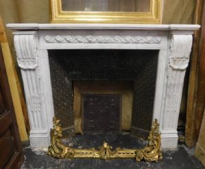 chm614 - white marble fireplace, L 145 cm x 28 D x 111 H
